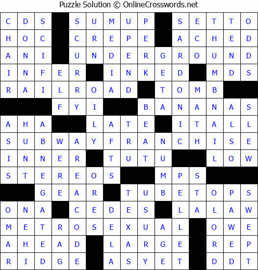 Solution for Crossword Puzzle #4002