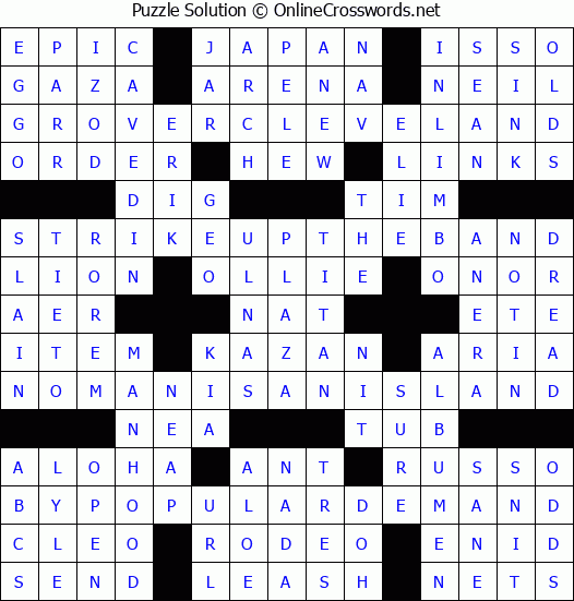 Solution for Crossword Puzzle #4015