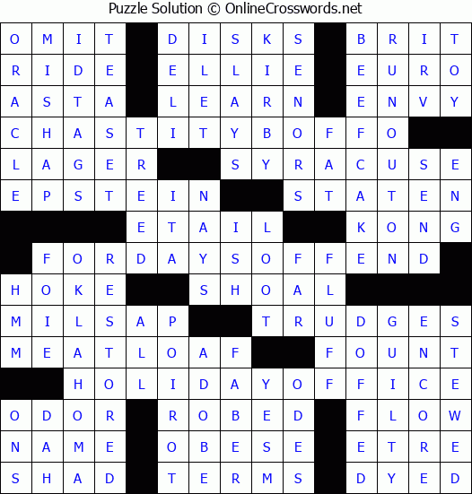 Solution for Crossword Puzzle #4086