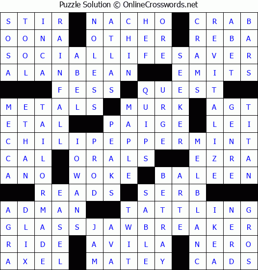 Solution for Crossword Puzzle #4088
