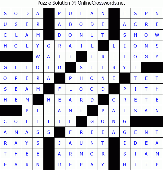 Solution for Crossword Puzzle #4089