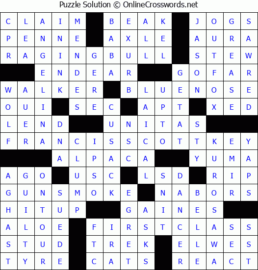 Solution for Crossword Puzzle #4095