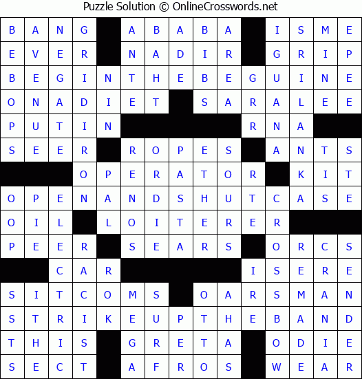 Solution for Crossword Puzzle #4101