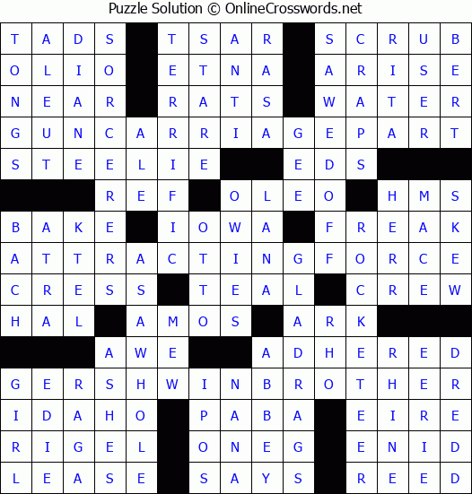 Solution for Crossword Puzzle #4102