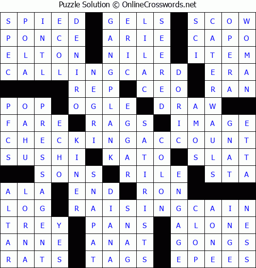 Solution for Crossword Puzzle #4106