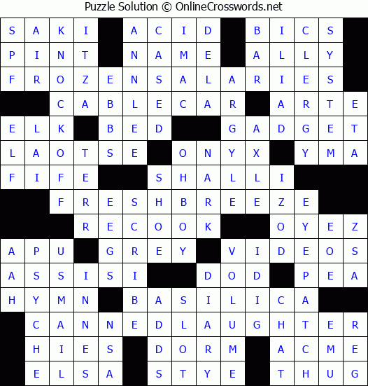 Solution for Crossword Puzzle #4110