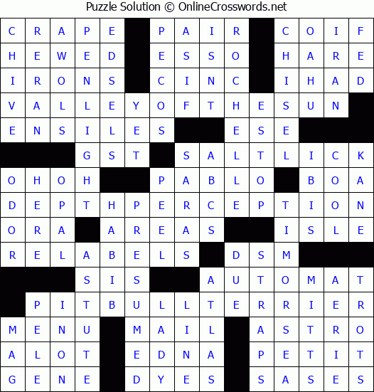 Solution for Crossword Puzzle #4111