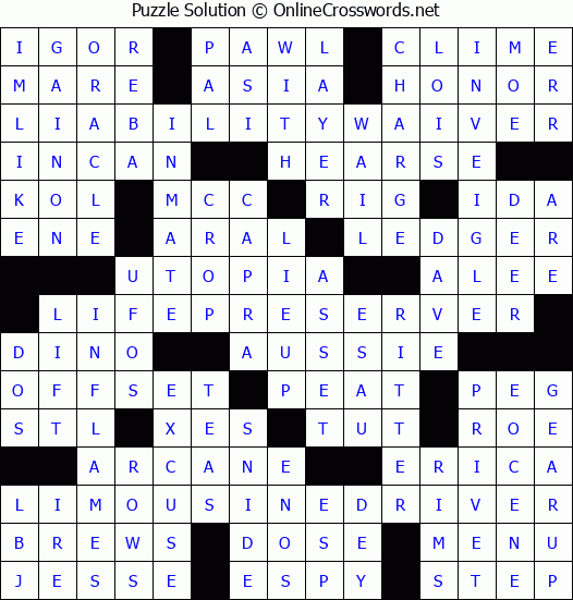 Solution for Crossword Puzzle #4122