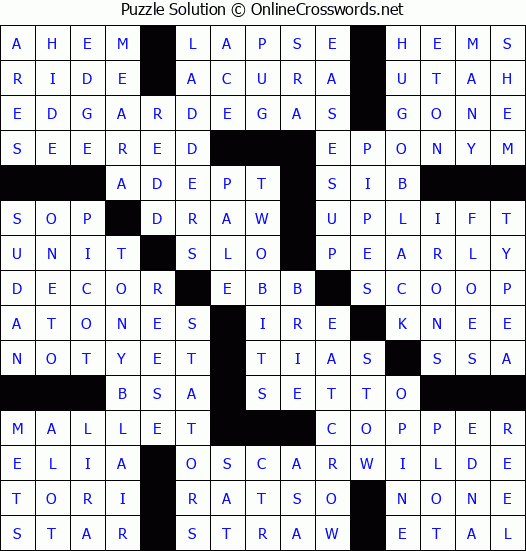 Solution for Crossword Puzzle #4139