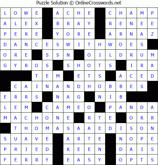 Solution for Crossword Puzzle #4147