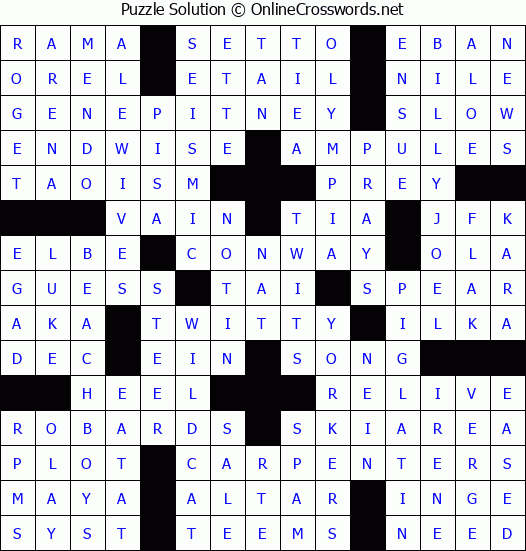 Solution for Crossword Puzzle #4153