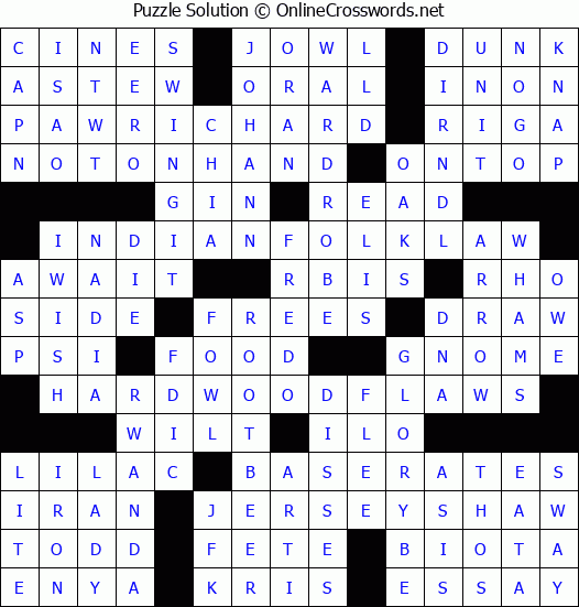 Solution for Crossword Puzzle #4156