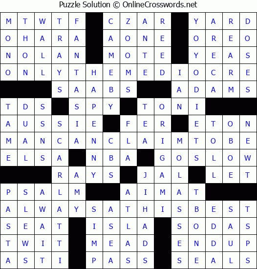 Solution for Crossword Puzzle #4163
