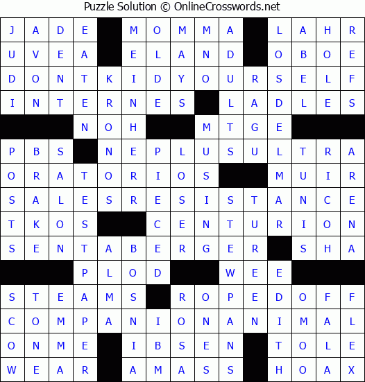 Solution for Crossword Puzzle #4266