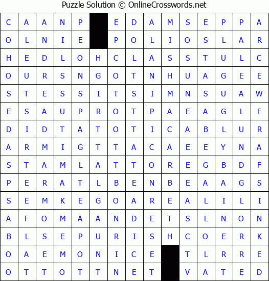 Solution for Crossword Puzzle #4339