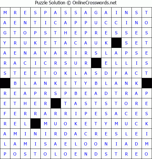 Solution for Crossword Puzzle #4385