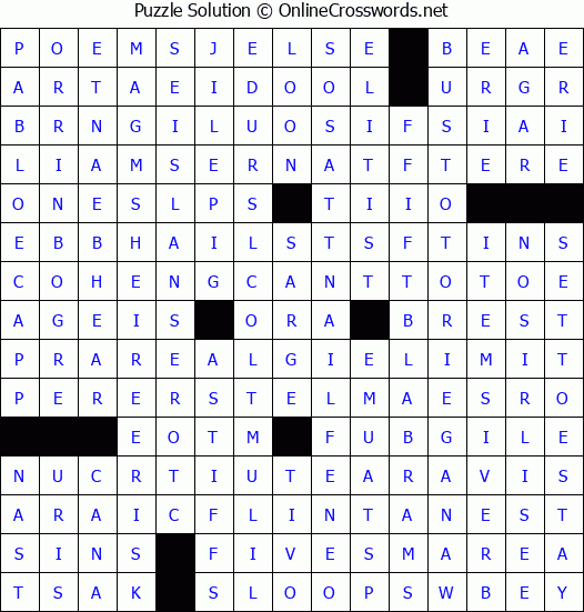 Solution for Crossword Puzzle #4401