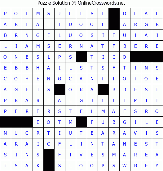 Solution for Crossword Puzzle #4401