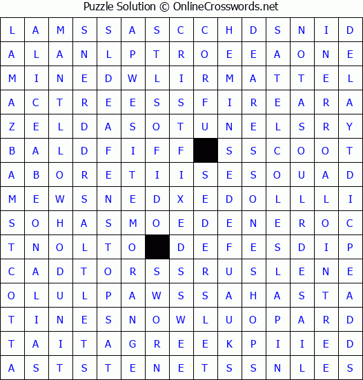 Solution for Crossword Puzzle #4404