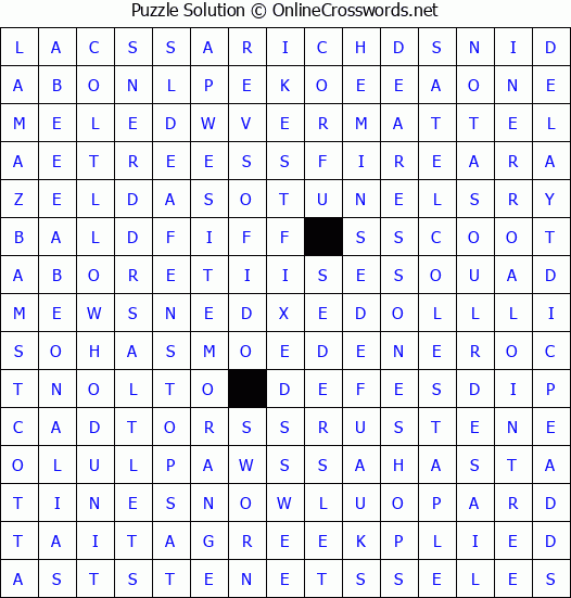 Solution for Crossword Puzzle #4404