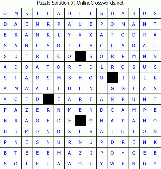 Solution for Crossword Puzzle #4405