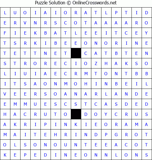 Solution for Crossword Puzzle #4406