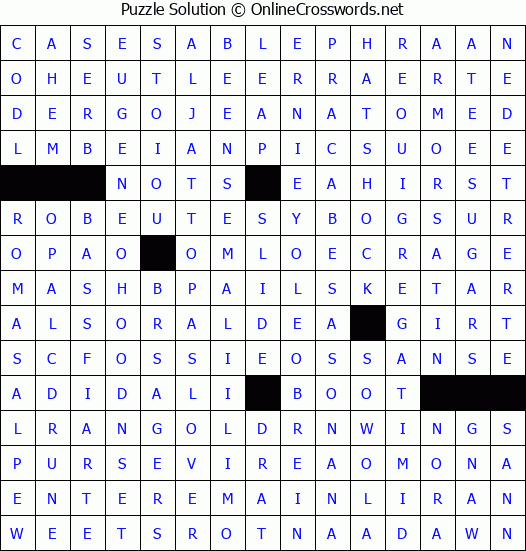 Solution for Crossword Puzzle #4408