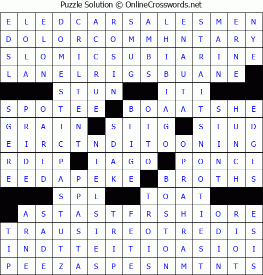 Solution for Crossword Puzzle #4409
