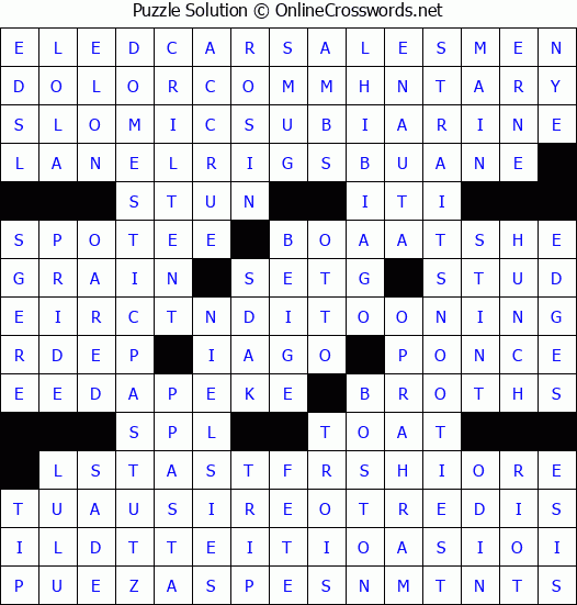 Solution for Crossword Puzzle #4409