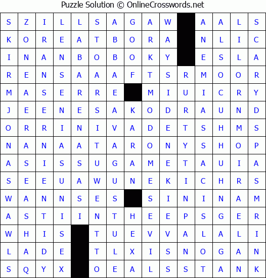 Solution for Crossword Puzzle #4411