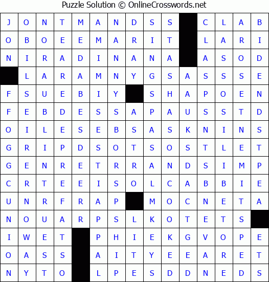 Solution for Crossword Puzzle #4417