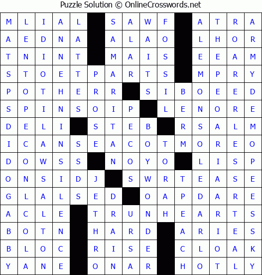 Solution for Crossword Puzzle #4434