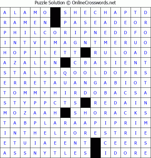 Solution for Crossword Puzzle #4436