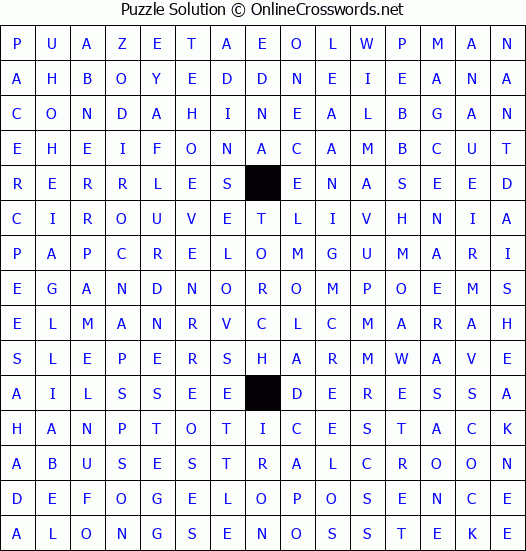 Solution for Crossword Puzzle #4437