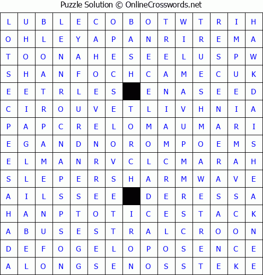 Solution for Crossword Puzzle #4437