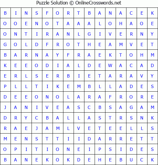 Solution for Crossword Puzzle #4443