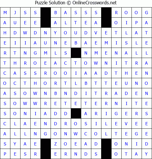 Solution for Crossword Puzzle #4458