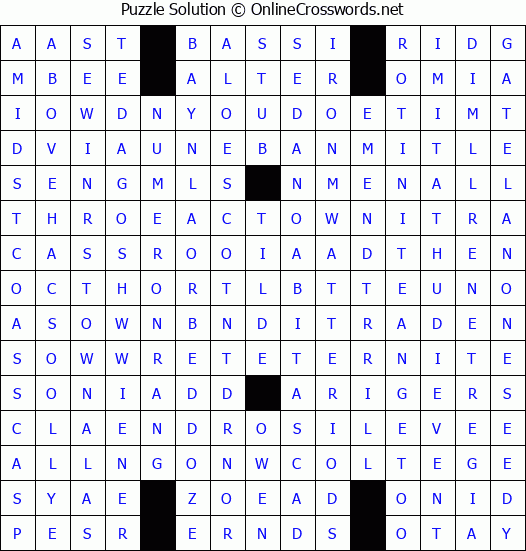 Solution for Crossword Puzzle #4458