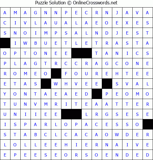 Solution for Crossword Puzzle #4462
