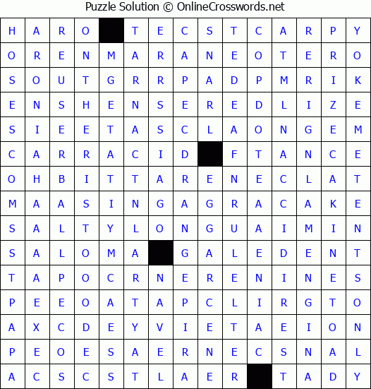 Solution for Crossword Puzzle #4488
