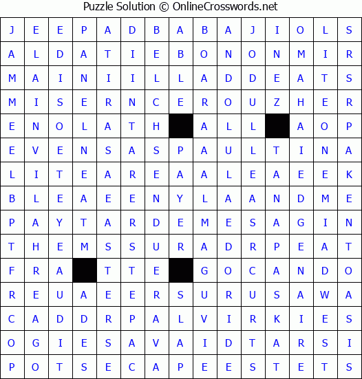 Solution for Crossword Puzzle #4496