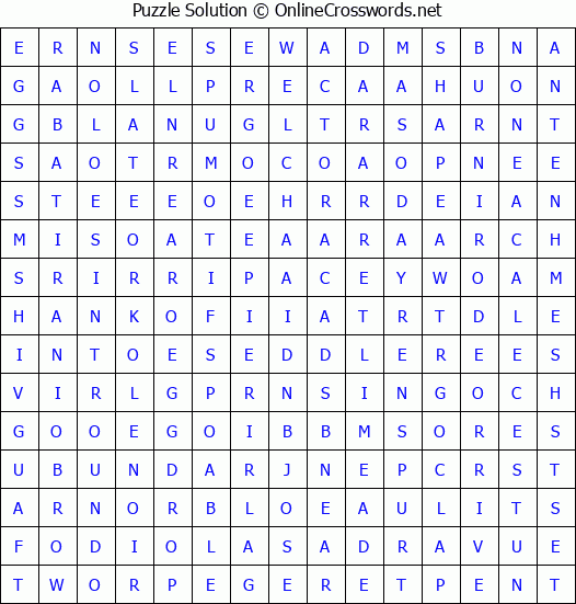 Solution for Crossword Puzzle #4501