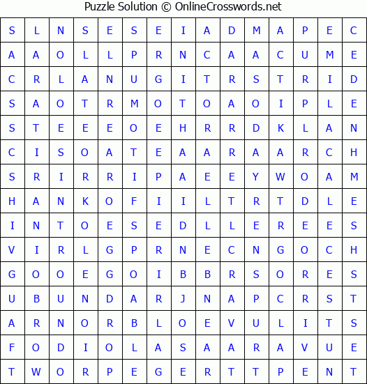 Solution for Crossword Puzzle #4501