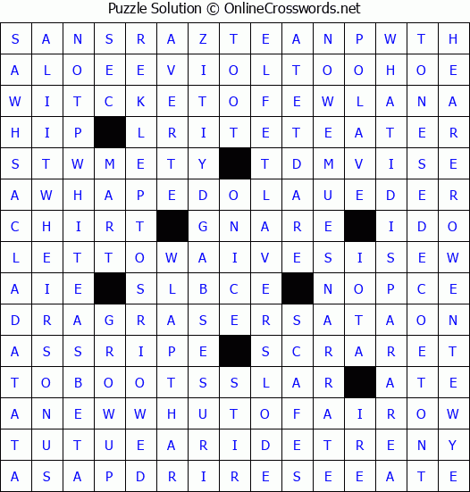 Solution for Crossword Puzzle #4512