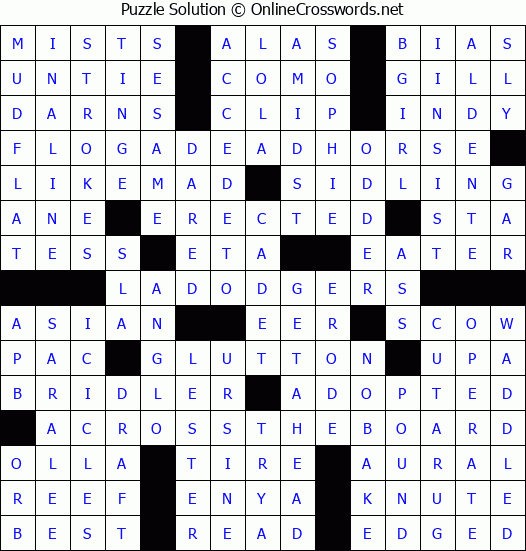 Solution for Crossword Puzzle #4560