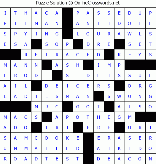 Solution for Crossword Puzzle #4564