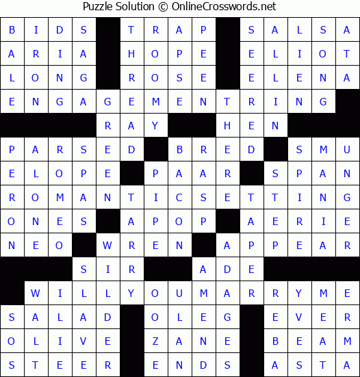 Solution for Crossword Puzzle #4567