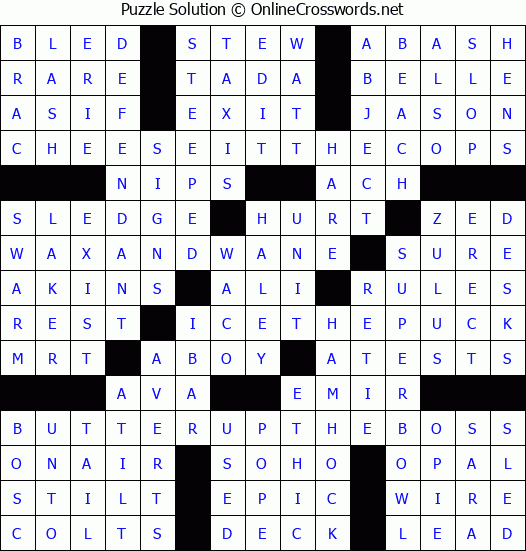 Solution for Crossword Puzzle #4570