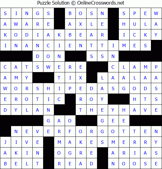 Solution for Crossword Puzzle #4575