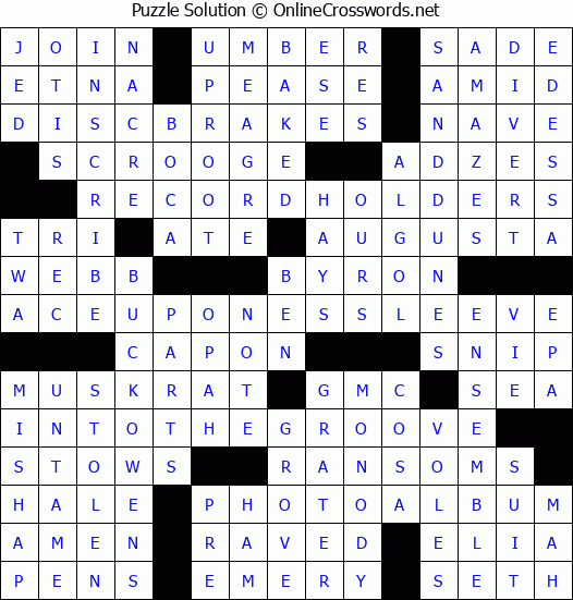 Solution for Crossword Puzzle #4592